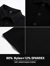 cheap Men's Classic Polo-Men's Textured Golf Polos Shirts- Cooling Short Sleeve-Black White Grey