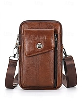 ieftine Genți de Băieți-geantă crossbody bărbătească din piele naturală - borsetă cu 3 compartimente &amp;geantă de umăr cu compartimente multiple, capacitate mare &amp;curea reglabilă pentru călătorii și naveta &amp;casual de zi cu zi,