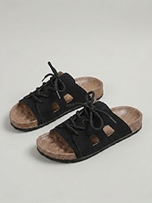 economico Infradito scivolosi-Sandali da donna beige regolabili con lacci – ciabatte a punta aperta con pianta larga e plantare sagomato, scarpe estive casual per piedi piatti &amp;piedi gonfi, comfort per tutto il giorno, viaggio