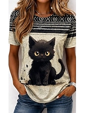 preiswerte Tiere T-Shirt-Damen T Shirt Druck Grafik Tiermotiv Vintage Stilvoll Klassisch Kurzarm Rundhalsausschnitt Rundhals Normale Oberteile Lässig Täglich Wochenende Weiß Hellgrau Grau Sommer Frühling Herbst
