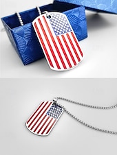 billige Tilbehør-Herrekjede med USA-flagg i rustfritt stål - patriotisk militæranheng i flere farger til amerikansk 250-årsjubileum, uavhengighetsdagen og utendørssport &amp;veteran gift