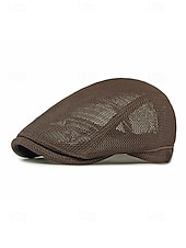 preiswerte Herrenhüte-Herren-Baskenmütze aus Polyester-Mesh, atmungsaktive, verstellbare Schirmmütze in verschiedenen Farben für Outdoor-Aktivitäten wie Angeln, Reisen, Urlaub und den Alltag.