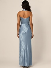 cheap Sheath Evening Dresses-Mermaid Trumpet Sheath Column Floor Length Evening Gown Formal Dress Elegant Celebrity Style Sleeveless Cowl Neck Wedding Formal Foiled with Ruched