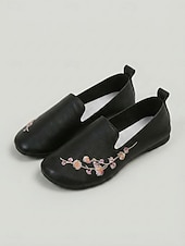 preiswerte Ballerinas für Damen-Gelbe, geblümte Damen-Slipper mit Stickerei – bequeme, lässige Schuhe in weiter Passform, atmungsaktiv und leicht, ideal für den Alltag und zum Spazierengehen. &amp; reisen