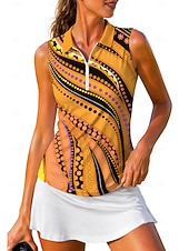 abordables Camisa de Mujer-Mujer Geométrico Abstracto Tops Camisa deportiva Camisas de polo Camiseta de tenis Sin Mangas Cremallera Floral UPF50+ Resistente a los rayos UV Alta elasticidad Dispersor de humedad Transpirable
