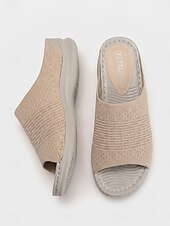 preiswerte Komfortsandalen-Damen-Sandalen mit Mandelfußgewölbestütze – offene Zehenpartie, weite Passform, Strickpantoffeln zum Hineinschlüpfen mit bequemer, gepolsterter Sohle, leichte Laufschuhe für geschwollene Füße,
