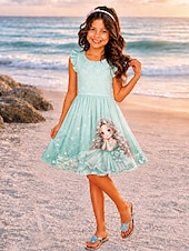 economico Comò in cartone animato 3D-ragazze' 3D Grafico Cartoni animati Da principessa Abito Vestito con Volant Senza Maniche Stampa 3D Estate Primavera Quotidiano Vacanza Feste Carino Essenziale Casual Bambini 4-12 Anni Vestito Casual