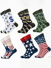 ieftine Accesorii-Șosete patriotice pentru bărbați - amestec de bumbac cu steagul SUA &amp;șosete cu model de bancnotă de un dolar pentru a 250-a aniversare a Americii, Ziua Independenței, sporturi în aer liber &amp;ținute