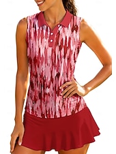 abordables Tenis-Mujer Geométrico Abstracto Tops Camisa deportiva Camisas de polo Camiseta de tenis Sin Mangas Cremallera Floral UPF50+ Resistente a los rayos UV Alta elasticidad Dispersor de humedad Transpirable