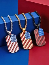 billige Tilbehør-Herrekjede med USA-flagg i rustfritt stål - patriotisk militæranheng i flere farger til amerikansk 250-årsjubileum, uavhengighetsdagen og utendørssport &amp;veteran gift
