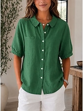  Women's Shirt Casual Shirt Solid Color Vacation Daily Casual Sleeveless Long Tops Casual Daily Holiday Blue Black White Red Green Summer Spring