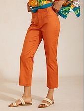 economico Pantaloni-pantaloni corti e affusolati in twill di cotone fine