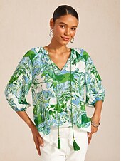 economico Bluse e camicie-Top in chiffon Mustang con grafica artistica