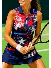 cheap Women's Shirt-Women's Stars Tops Sport Shirt Golf Polo Shirt Tennis Shirt Sleeveless Zipper Floral UPF50+ UV Resistant High Elasticity Moisture Wicking Breathable Volleyball Tennis Golf Turndown Polo Collar Shirt