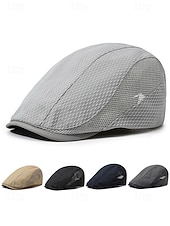cheap Men's Hats-Men's Mesh Beret Hat - Breathable Polyester Ivy Cabbie Cap with Adjustable Buckle, Multiple Colors, Lightweight Newsboy Flat Cap for Summer Travel, Outdoor Activities &amp; Daily Casual Wear