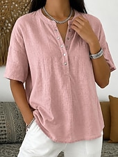  Dames Overhemd Effen Kleur Effen Elegant Dagelijks Klassiek Mouwloos Lange tops Casual blauw Zwart Geel Groen Khaki Zomer Lente