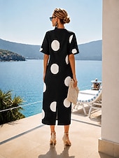 economico Abiti Floreali Stampati-Per donna Abito maxi Abito Camicia Vestito Estivo Abito Vintage Abito Formale Elegante Vacanza Vintage Manica al gomito Casa Lavoro Spiaggia Vestibilità regolare Grafico A Pois Astratto Manica Corta
