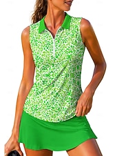 baratos Camisa Feminina-Mulheres Floral Tops Camisa Esportiva Camisa polo de caminhada Regata Sem Manga Zíper Floral UPF50+ Resistente a UV Elasticidade Alta Pavio Humido Respirável Tênis Golfe Pickleball Aberto para a