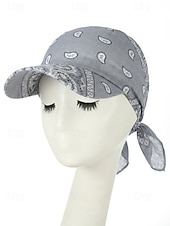 economico Cappelli da donna-Cappello da baseball da donna con bandana, traspirante, in poliestere, con laccetti posteriori, ideale come cappello da sole, con stampa paisley, perfetto per vacanze estive al mare, equitazione,