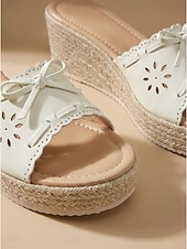 preiswerte Frauen-Hellblaue Espadrille-Keilsandalen für Damen – elegante, lasergeschnittene Pantoletten mit Schleifendetail für luxuriöse Kreuzfahrten und sommerliche Deckpartys &amp;tropische Resortbekleidung