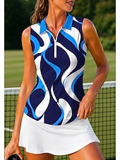 economico Camicia Donna-Per donna Geometrico Astratto Top Maglietta sportiva Polo da golf Maglia da tennis Senza Maniche Cerniera Floreale UPF50+ Resistente ai Raggi UV Alta elasticità Traspirante Tennis Golf Pickleball