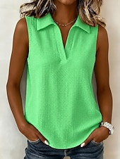  Per donna Camicia a nido d'ape Tinta unica Elegante Attivo Vacanza Senza Maniche Mezza Manica Scollo a V Top lunghi Quotidiano All'aperto Abbigliamento casual alla moda Bianco Arancione Verde Estate