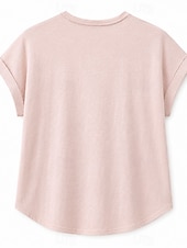 cheap Plain tee-Women's T Shirt Tee Top Rolled Cuff Curved Hem Solid Color Stylish Classic Short Sleeve Crew Neck Regular Tops Casual Going out Black White Pink Gray Summer Spring