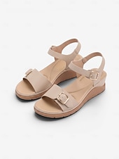 preiswerte Komfortsandalen-Braune, bequeme Keilsandalen für Damen mit Fußgewölbeunterstützung – leichte Sandalen mit verstellbarem Riemen für ganztägigen Tragekomfort und rutschfester Sohle, ideal zum Spazierengehen und Reisen.