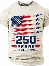 baratos Patriotic 250 T-shirts-4th of July 2026 250th Men's US Flag 1776 T Shirt Short Sleeve T shirt 3D Print Crew Neck Shirt Patriotic Daily Festival White Green Gray Summer Spring Clothing Apparel S M L XL XXL XXXL