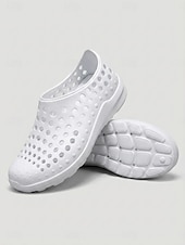 cheap Women's Flats-Women's White Breathable Hollow Out Garden Shoes - Waterproof Slip On Clogs for Beach, Pool, Garden Work &amp; Daily Wear