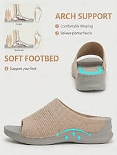 preiswerte Komfortsandalen-Damen-Sandalen mit Mandelfußgewölbestütze – offene Zehenpartie, weite Passform, Strickpantoffeln zum Hineinschlüpfen mit bequemer, gepolsterter Sohle, leichte Laufschuhe für geschwollene Füße,