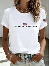 cheap Independence Day Top-American Independence Day Women's T Shirt Print Graphic Flag Letter Vintage Fashion Stylish Short Sleeve Crew Neck Round Neck Regular Tops Casual Daily Weekend White White 2 White 3 Summer Spring
