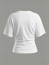 abordables Camiseta lisa-Mujer Camiseta Camiseta superior Frunce Color sólido Plano Vintage Moda Elegante Sin Mangas Manga Corta Cuello Barco Tops cortos Casual Diario Noche Azul Piscina Negro Blanco Rosa Gris Verano