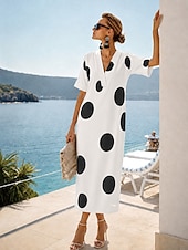 economico Abiti Floreali Stampati-Per donna Abito maxi Abito Camicia Vestito Estivo Abito Vintage Abito Formale Elegante Vacanza Vintage Manica al gomito Casa Lavoro Spiaggia Vestibilità regolare Grafico A Pois Astratto Manica Corta
