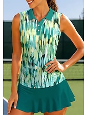 abordables Tenis-Mujer Geométrico Abstracto Tops Camisa deportiva Camisas de polo Camiseta de tenis Sin Mangas Cremallera Floral UPF50+ Resistente a los rayos UV Alta elasticidad Dispersor de humedad Transpirable