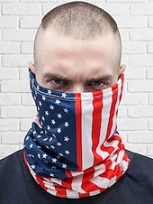  男性用アメリカ国旗柄ネックゲイター - 通気性のあるポリエステル製フェイスマスク &アメリカ建国250周年記念、独立記念日、アウトドアサイクリング用のヘッドウェア &ハイキング、愛国心、日焼け対策