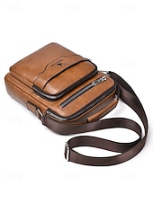 cheap Men's Bags-Men's Vintage Faux Leather Crossbody Bag, Multi-Color Large Capacity Multi-Pocket Shoulder Bag with Adjustable Strap for Travel Vacation and Daily Commute
