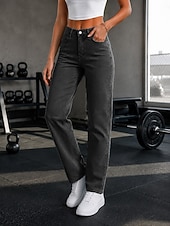 cheap Jeans-Women's Jeans denim Skinny Pants Chinos Fashion Full Length High Waist Comfort Inelastic Vacation Formal Black Light Blue Gray Spring Slim Fit