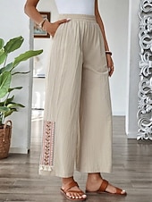 economico gamba larga e vita alta-Per donna Gamba larga Pantaloni boho Pantaloni casual Moda Streetwear Casual Lunghezza intera Vita Alta Semplice Tasca Fascia Elastica Comodo Comodità Morbido Elasticizzato All'aperto Vacanza