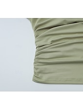 ieftine tricou simplu-Pentru femei Top cu umeri deschiși Tricou Grafic Simplu Epocă Stilat Fără manșon Manșon scurt Asimetric De Pe Umăr Topuri obișnuite Casual Plajă vară Negru Alb Trifoi Vară Primăvară