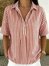 Mulheres Camisa Social Listrado Férias Moda Diário Sem Manga Aberto para a Lateral Tops regulares Casual Diário Amarelo Verde Claro Rosa Vermelho Marron Verão Primavera