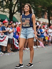 voordelige Vrouwenschoenen-Dames instapschoenen ter ere van het Amerikaanse jubileum - ademend &amp;Lichtgewicht casual sneakers van mesh met "1776-2026" &amp;Print met de Amerikaanse vlag, ideaal voor Onafhankelijkheidsdagparades en