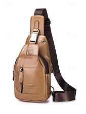 ieftine Genți de Băieți-geantă sling bărbătească din piele naturală - geantă vintage crossbody cu compartimente multiple &amp;capacitate mare, curea reglabilă pentru naveta de afaceri, călătorii &amp;casual de zi cu zi, culori