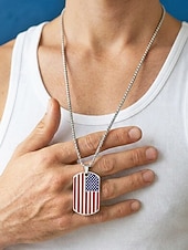 billige Tilbehør-Herrekjede med USA-flagg i rustfritt stål - patriotisk militæranheng i flere farger til amerikansk 250-årsjubileum, uavhengighetsdagen og utendørssport &amp;veteran gift