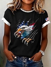 cheap 250th Anniversary Top-American Independence Day Women's T Shirt Print Graphic National Flag Vintage Stylish Classic Short Sleeve Crew Neck Regular Tops Casual Daily Weekend Blue Black White Pink Red Summer Spring