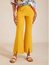 economico Pantaloni-pantaloni svasati corti in twill elasticizzato
