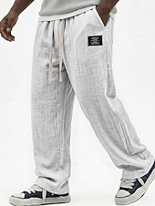 abordables Clásico-Hombre Pantalones de lino Pantalones Pantalones de verano Pantalones anchos Correa Cintura elástica Pierna recta Plano Ligero Cómodo Longitud total Casual Diario Exterior Moda Ropa de calle Azul