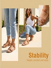 preiswerte Komfortsandalen-Braune, bequeme Keilsandalen für Damen mit Fußgewölbeunterstützung – leichte Sandalen mit verstellbarem Riemen für ganztägigen Tragekomfort und rutschfester Sohle, ideal zum Spazierengehen und Reisen.