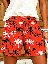 billiga Grafiska shorts-Dam Capribyxor Damasker Semester Vintage Hawaiisk Vadlängd Medium Midja Blommig Grafisk Tropisk Mönster Komfort Oelastisk Dagligen Utomhus Semester Gul Rubinrött Blå Sommar Vår Normal