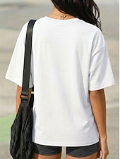 economico T-shirt semplice-Per donna 100% cotone Maglietta Tinta unica Elegante Casual Manica Corta Girocollo Top Regolari Quotidiano Sportivo Uscire Cachi Rosa intenso Verde primavera Nero Bianco Estate Primavera